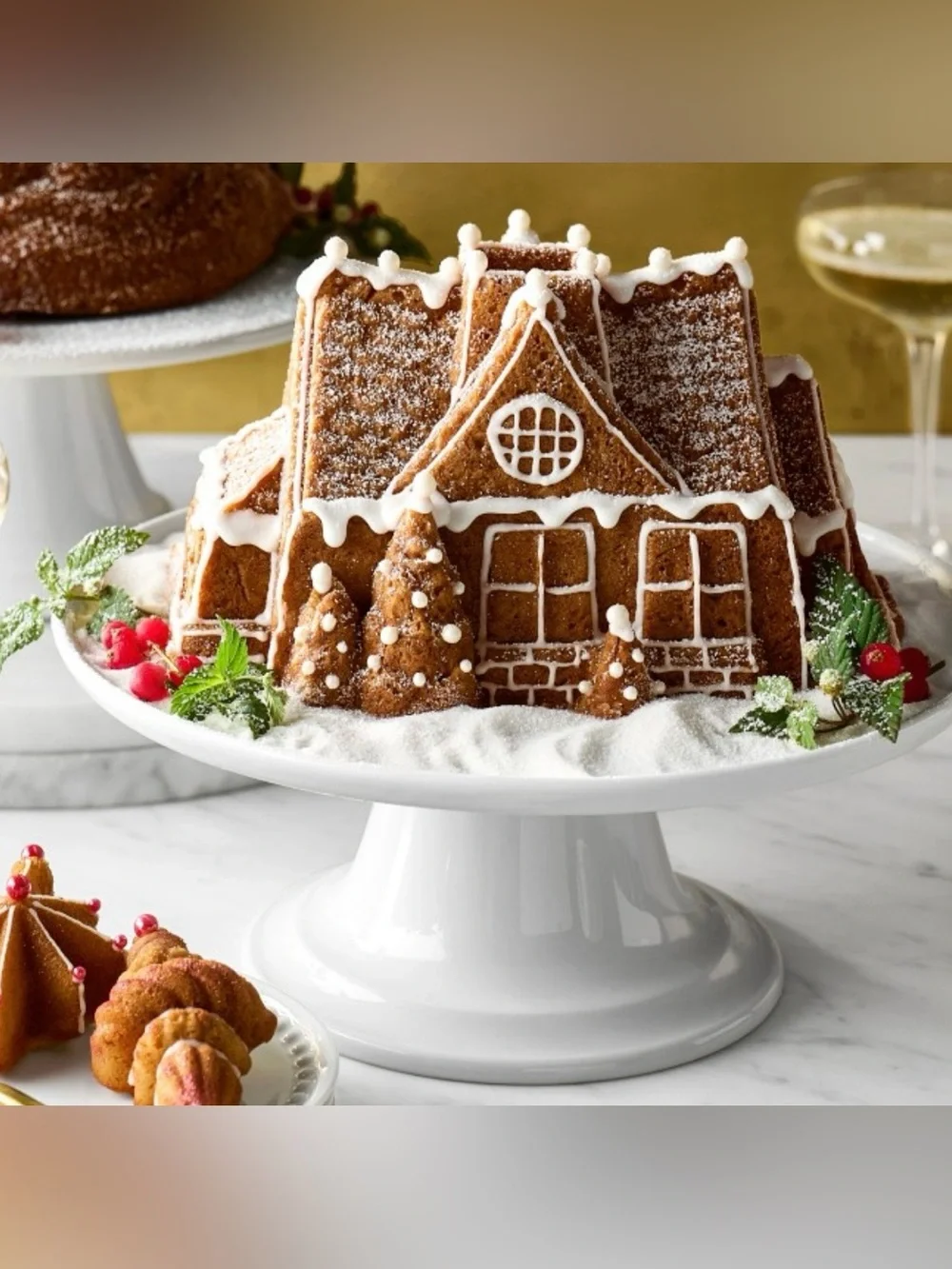 Nordicware Festive Red Gingerbread House Cast Heavy Duty Bundt Cake Mold